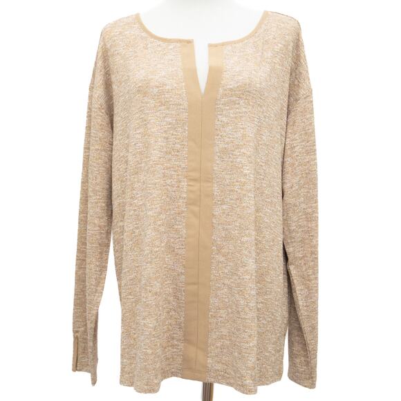 Sanctuary Sienna Tan Metallic Pullover V-Neck Top Blouse Size 1X - Picture 2 of 7